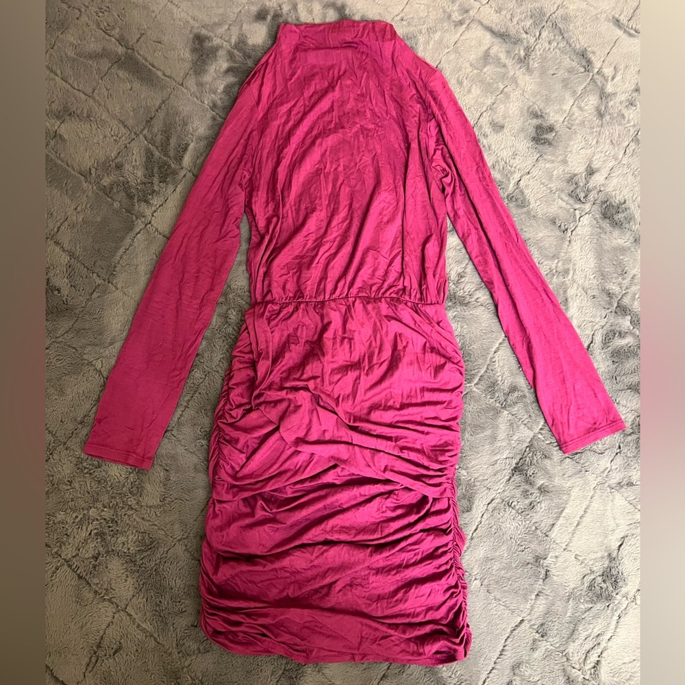 Rachel pally cocktail turtleneck dress; color fuchsia; size s
